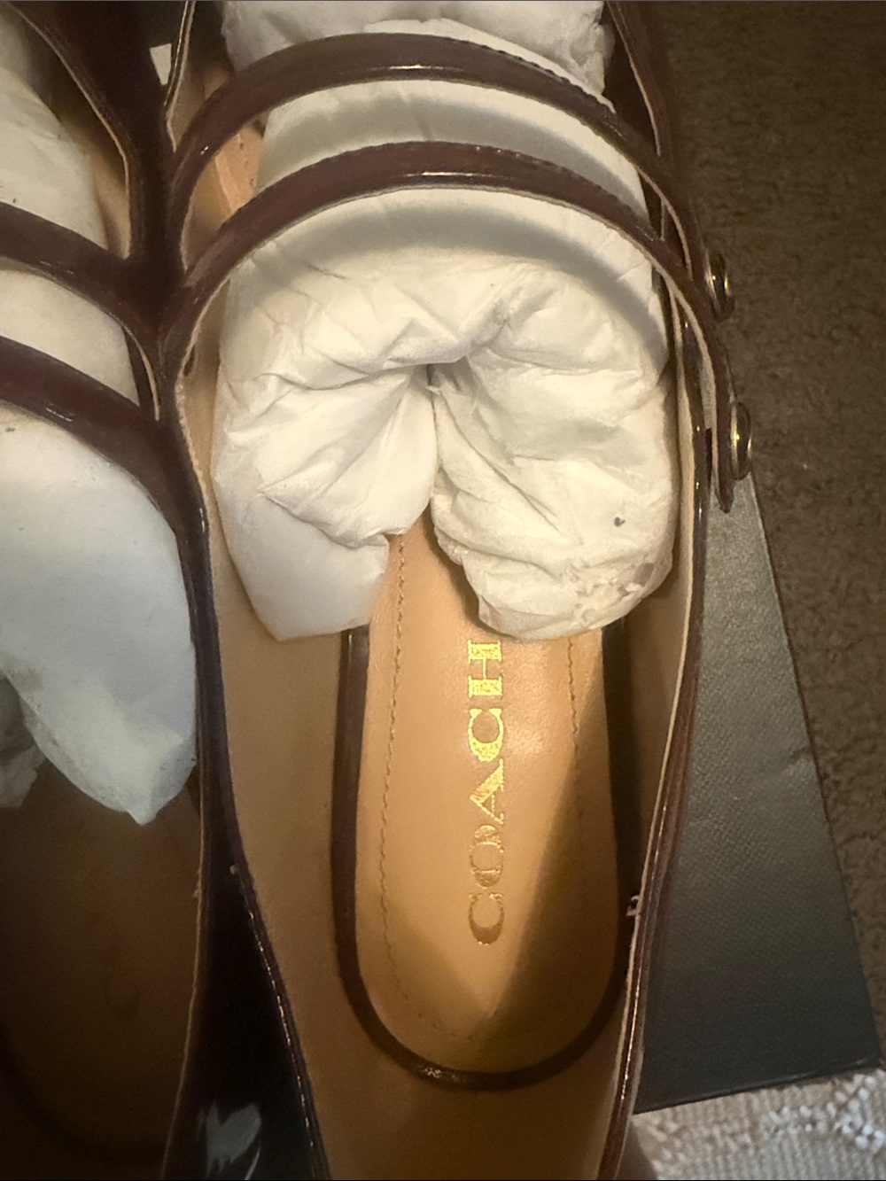 Coach Women's Winley Maryjane Patent Burgundy Merlot ballet Flats size 9 - Picture 2 of 7